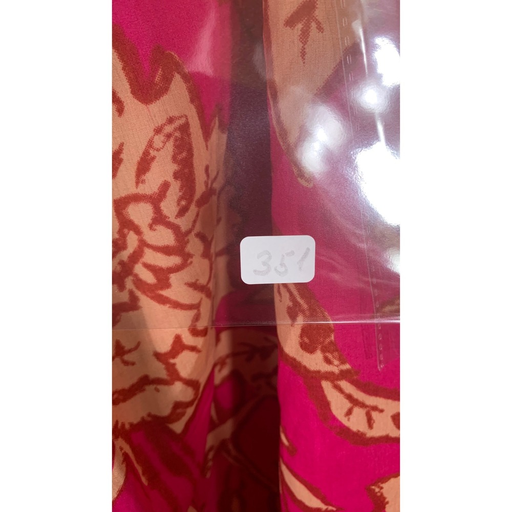 Calligraphie Pink Orange Floral Cotton Peasant Blouse Long Sleeve Tie Neck M - Picture 8 of 8